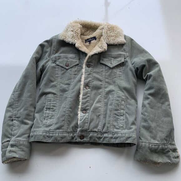 Vintage Rare Y2K Earl Jean Faux Corduroy Jacket Military Green SzM Aso Friends